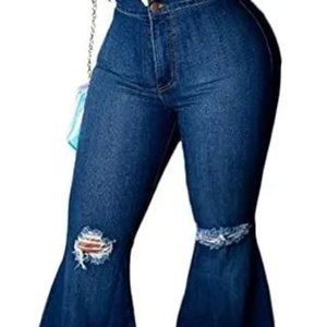 Distressed Bell Bottom Jeans